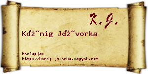 Kőnig Jávorka névjegykártya